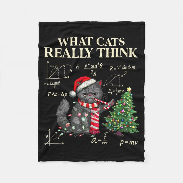 Cobertor De Velo Funny Black Cat Pushing Xmas Tree Over Cats Physic (Frente)
