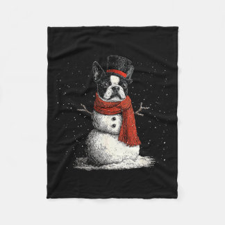 Cobertor De Velo Funny Boston Terrier Dog Christmas Snowman Xmas Pa
