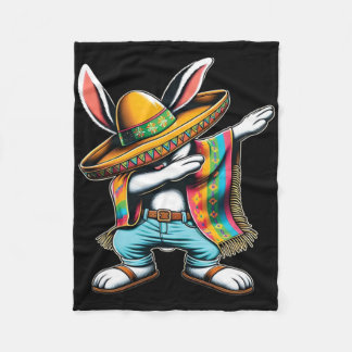 Cobertor De Velo Funny Bunny Mexican Sombrero Dabbing Happy Easter 