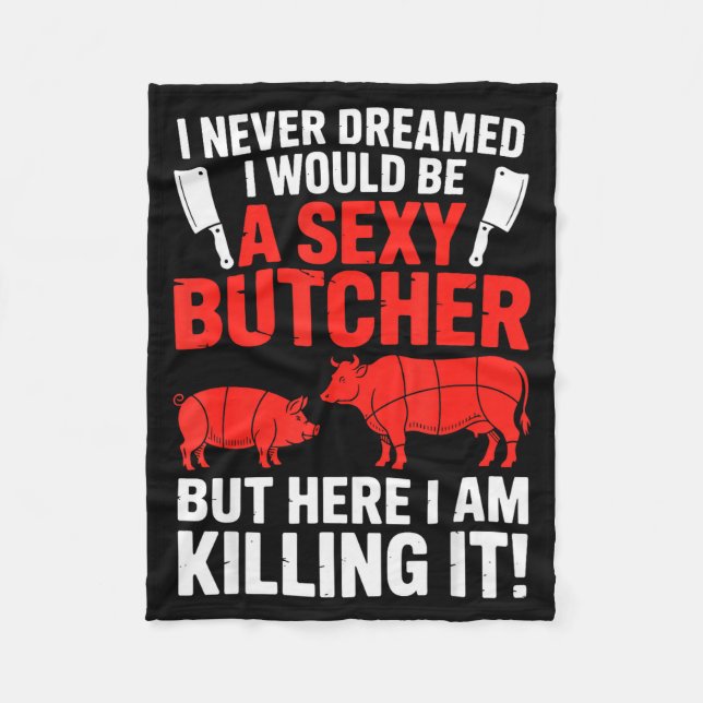 Cobertor De Velo Funny Butcher Design For Men Women Butchery Meat B (Frente)