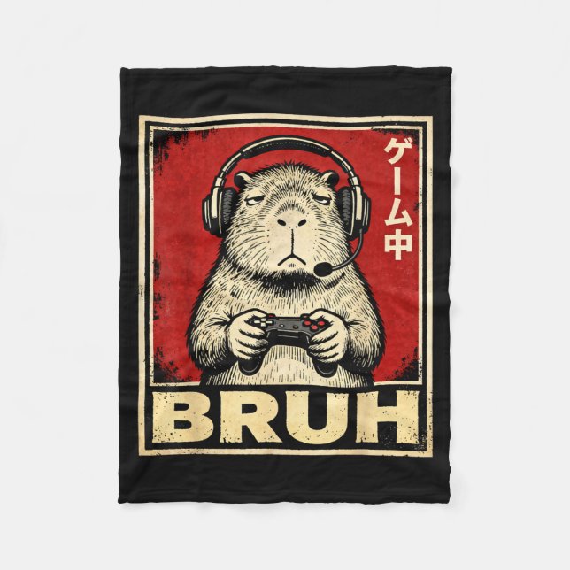 Cobertor De Velo Funny Capybara Gamer Bruh Graphic Tee Men Boys Tee (Frente)