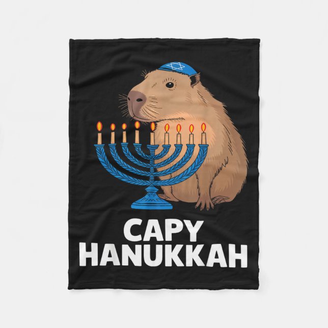 Cobertor De Velo Funny Capybara Happy Hanukkah Chanukah Jewish Men  (Frente)