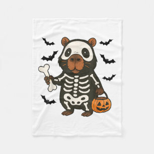 Cobertor De Velo Funny Capybara Skeleton Pumpkin Halloween Costume