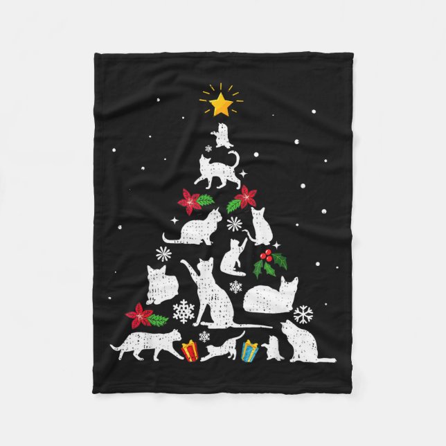 Cobertor De Velo Funny Cat Christmas Tree For Men Women Kids  (Frente)