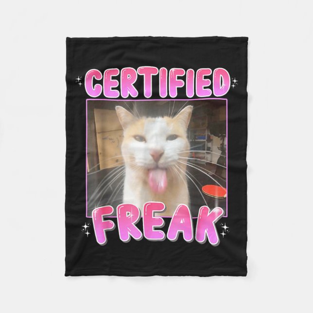 Cobertor De Velo Funny Cat Lover Certified Freak Eat Cement Cursed  (Frente)