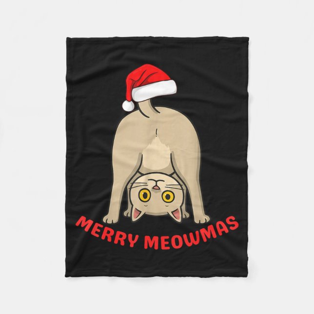 Cobertor De Velo Funny Cat Merry Meowmas Xmas Lover Men Women Kids  (Frente)