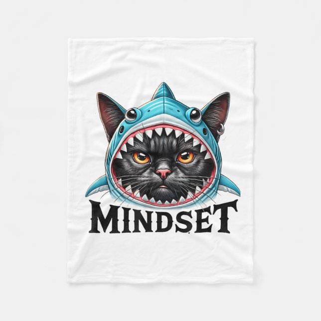 Cobertor De Velo Funny Cat, Mindset Motivational Saying, Shark  (Frente)