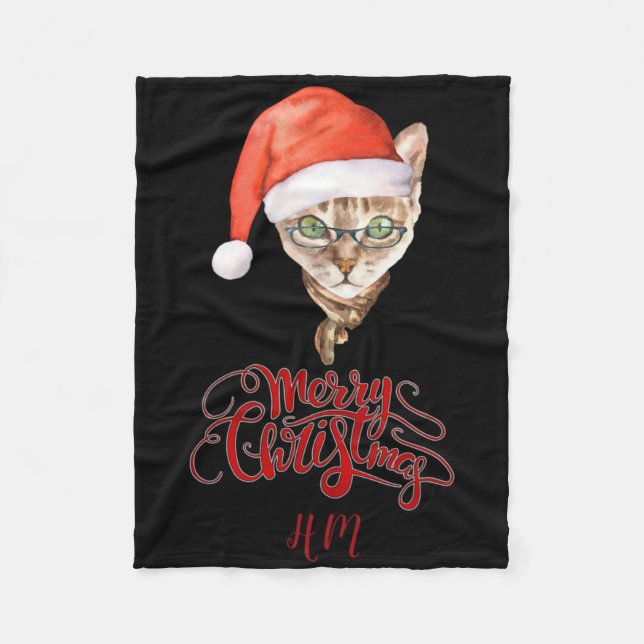 Cobertor De Velo Funny Cat Santa Winter Merry Christmas T Shirt  (Frente)