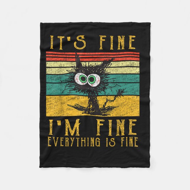 Cobertor De Velo Funny Cat Shirt, It's Fine I'm Fine Everything Is  (Frente)