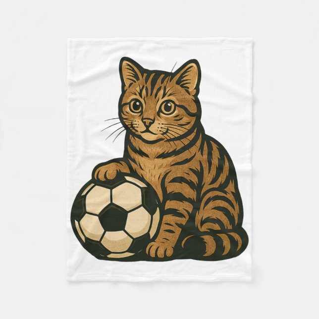 Cobertor De Velo Funny Cat Soccer  (Frente)