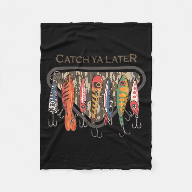 Cobertor De Velo Funny Catch Ya Later Camo Fishing Lure Angler Fish (Frente)