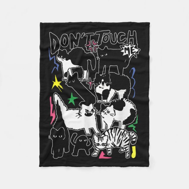 Cobertor De Velo Funny Cats Don't Touch Me Cat Lovers Men Women  (Frente)