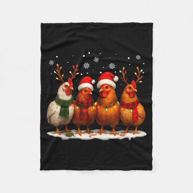 Cobertor De Velo Funny Chicken Christmas Lights Farm Animal Cute Xm (Frente)