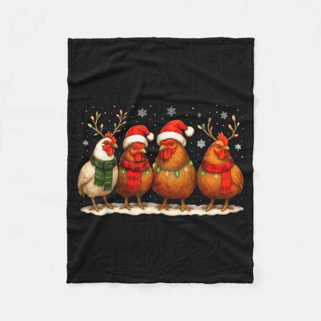 Cobertor De Velo Funny Chicken Christmas Lights Farm Animal Cute Xm (Frente)