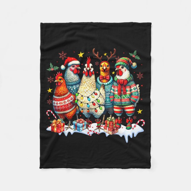 Cobertor De Velo Funny Chicken Christmas Lights Farm Animal Cute Xm (Frente)