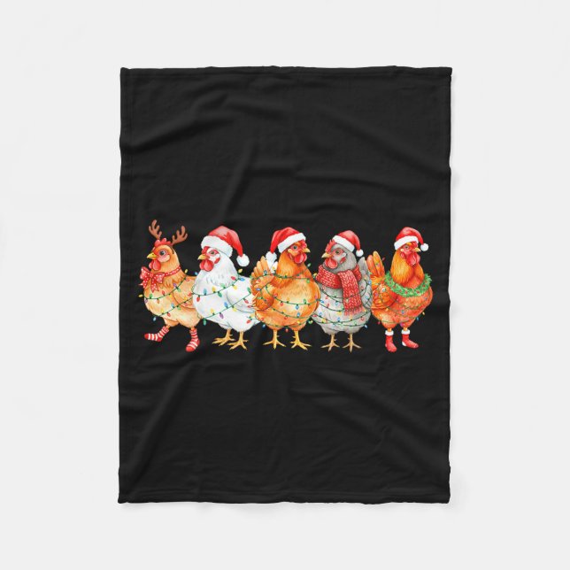 Cobertor De Velo Funny Chicken Christmas Lights Farm Animal Xmas Ho (Frente)