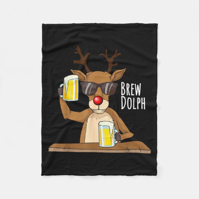 Cobertor De Velo Funny Christmas Alcohol Shirt. Brew Dolph Beer Dri (Frente)