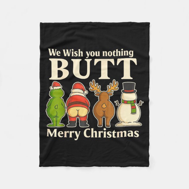 Cobertor De Velo Funny Christmas Butt - We Wish You Merry Xmas  (Frente)