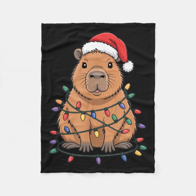 Cobertor De Velo Funny Christmas Capybara Cute Cartoon Desing  (Frente)