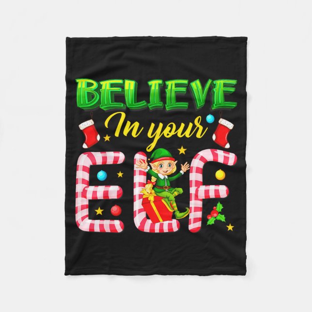 Cobertor De Velo Funny Christmas Elf Design Believe In Your Elf Men (Frente)