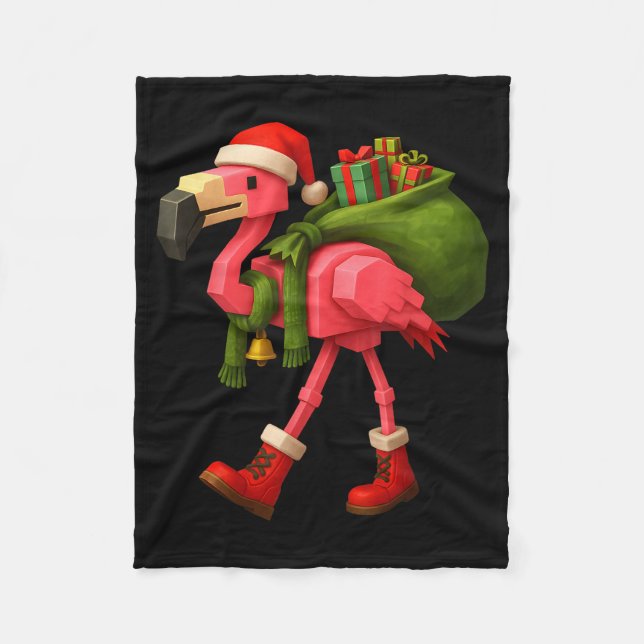 Cobertor De Velo Funny Christmas Flamingo Santa Holiday Design  (Frente)
