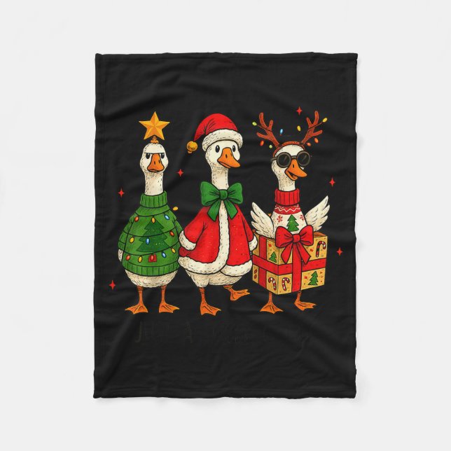 Cobertor De Velo Funny Christmas Goose Jolly Geese Santa Reindeer X (Frente)