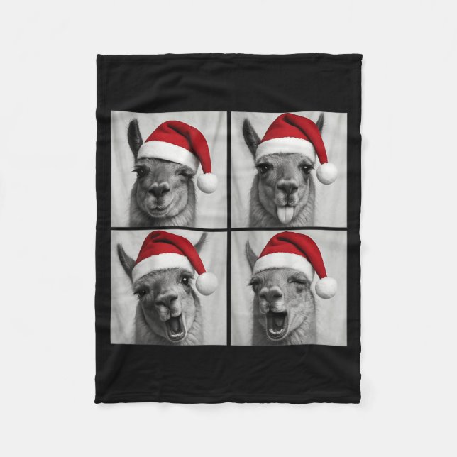 Cobertor De Velo Funny Christmas Llama Santa Photo Booth  (Frente)