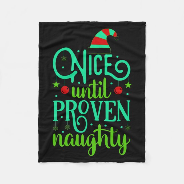 Cobertor De Velo Funny Christmas Nice Until Proven Naughty  (Frente)