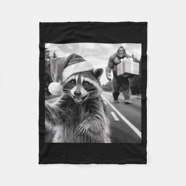 Cobertor De Velo Funny Christmas Raccoon Shirt Raccoon Selfie With  (Frente)