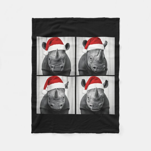 Cobertor De Velo Funny Christmas Rhinoceros Santa Photo Booth Safar (Frente)