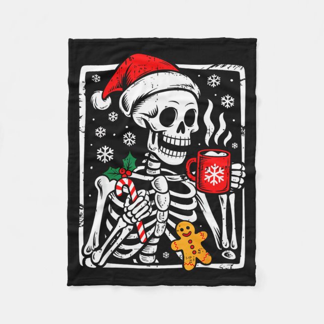 Cobertor De Velo Funny Christmas Skeleton Hot Chocolate Xmas Men Wo (Frente)
