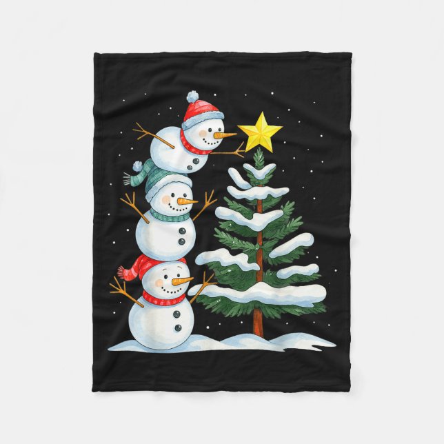 Cobertor De Velo Funny Christmas Snowman Topper Tree Holiday Family (Frente)