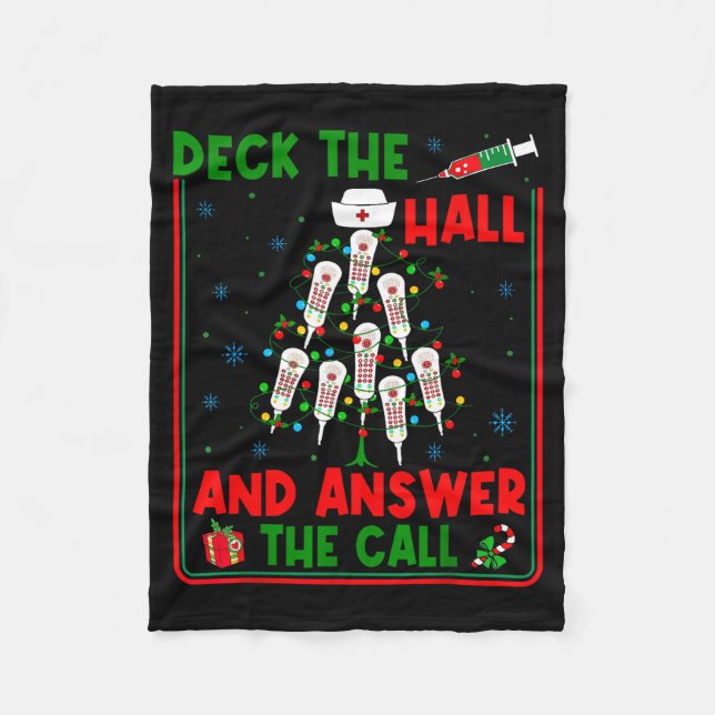 Cobertor De Velo Funny Cna Deck The Halls Answer The Calls Nurse Ch (Frente)