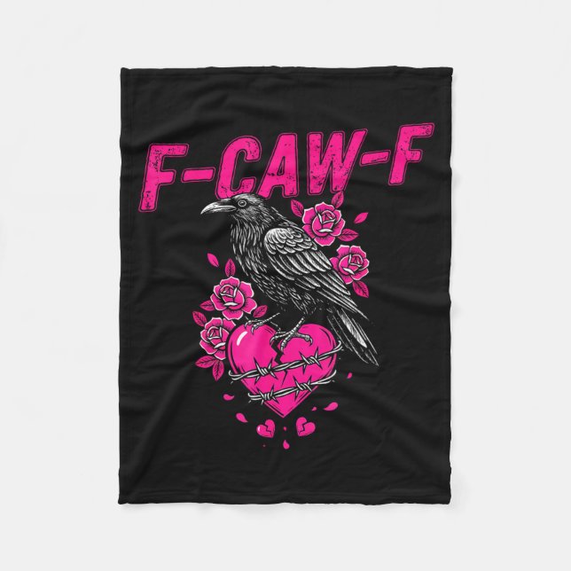 Cobertor De Velo Funny Crow F-caw-f Valentines Day Black Bird Fcawf (Frente)