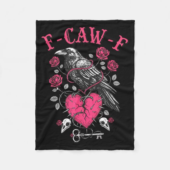 Cobertor De Velo Funny Crow F-caw-f Valentines Day Black Bird Fcawf (Frente)