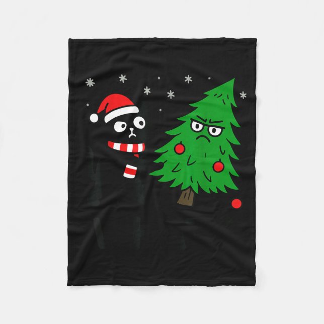 Cobertor De Velo Funny Cute Black Cat What Jamas Christmas Tree Cos (Frente)