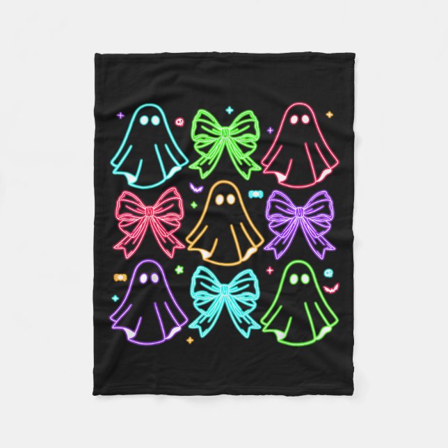 Cobertor De Velo Funny Cute Boo Ghost Soky Season Glow In Halloween (Frente)