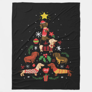Cobertor De Velo Funny Dachshund Christmas Tree