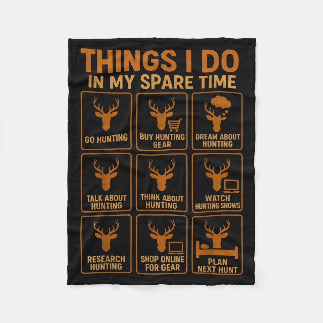 Cobertor De Velo Funny Deer Hunter Things I Do Hunting In My Spare  (Frente)