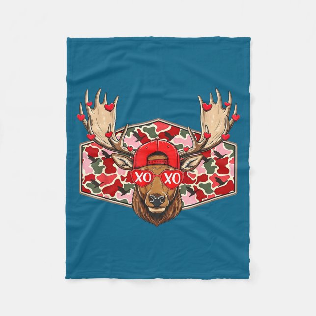 Cobertor De Velo Funny Deer Hunting Buck Camo Valentines Day Men Wo (Frente)