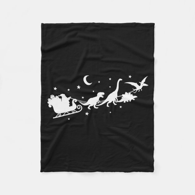 Cobertor De Velo Funny Dinosaur Santa Sleigh Xmas Pajamas For Famil (Frente)