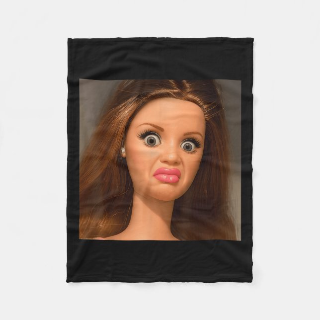 Cobertor De Velo Funny Doll Face Meme Disgusting  (Frente)