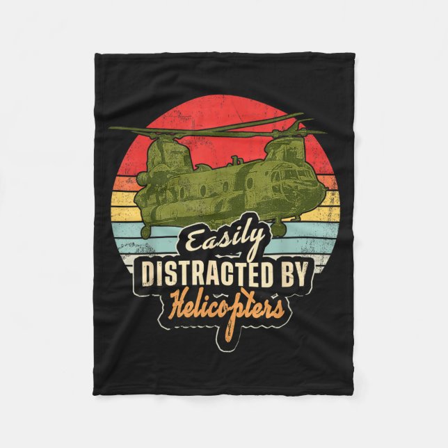 Cobertor De Velo Funny Easily Distracted By Chinook Helicopter Retr (Frente)