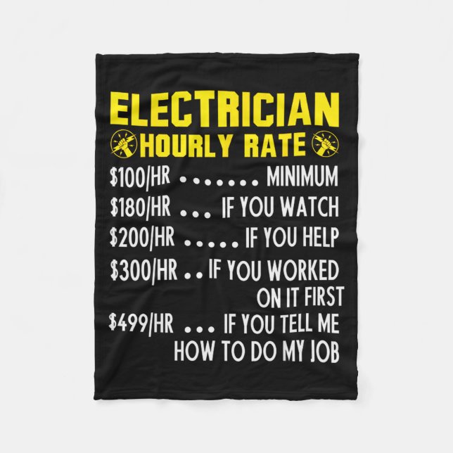Cobertor De Velo Funny Electrician Hourly Rate Pricing Chart  (Frente)