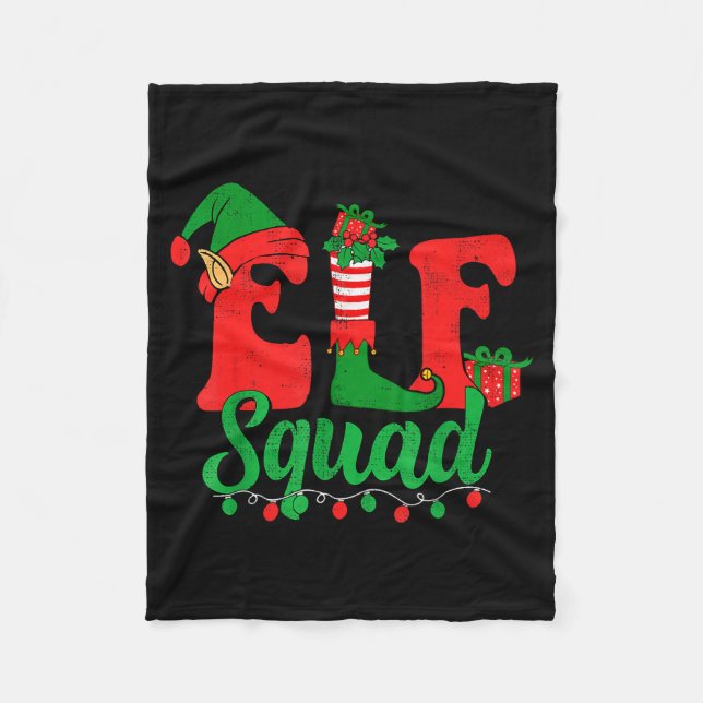 Cobertor De Velo Funny Elf Squad Santa Hat Family Matching Christma (Frente)