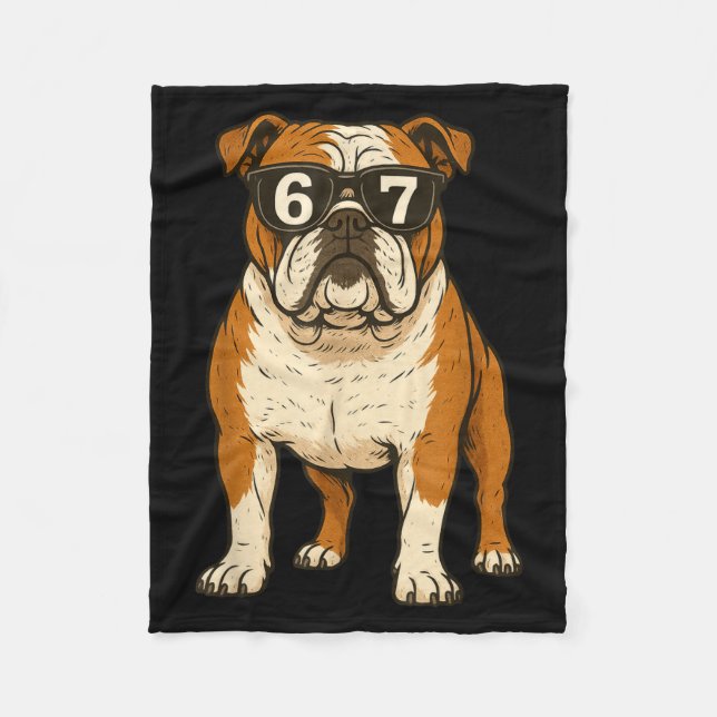 Cobertor De Velo Funny English Bulldog Dog Sungles 67 Six Seven Mem (Frente)