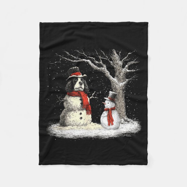Cobertor De Velo Funny Er Spaniel Dog In The Snow Tree Christmas Wi (Frente)