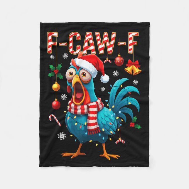 Cobertor De Velo Funny F-caw-f Christmas Chicken Xmas Lights Santa  (Frente)