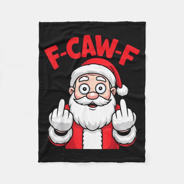 Cobertor De Velo Funny F-caw-f Santa Middle Finger Sarcastic Xmas P (Frente)