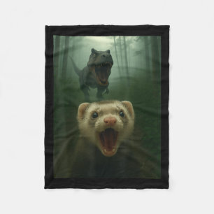 Cobertor De Velo Funny Ferret Selfie com T-rex Dinossauros Mulheres
